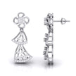 round diamond dangler earrings in white gold