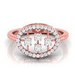 lattice design round cut diamond ring in rose gold