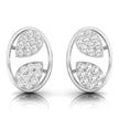 leaf design round diamond stud earrings in white gold