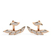 leaf cluster diamond stud earrings in rose gold