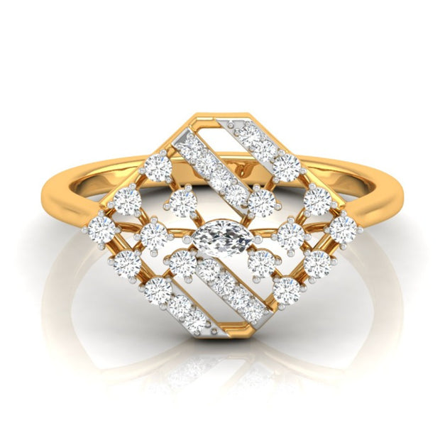 marquise cut prong set diamond ring in yellow gold