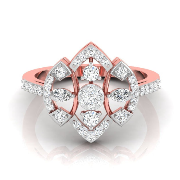 marquise floral shield cluster lab-grown diamond rose gold ring