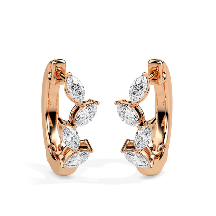 marquise cluster diamond hoop earrings in rose gold
