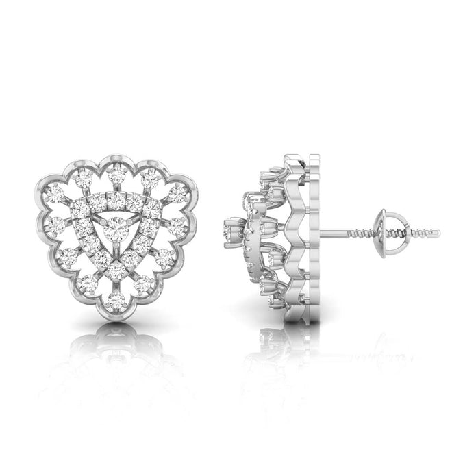 round diamond stud earrings in white gold