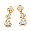 round diamond dangler earrings in yellow gold