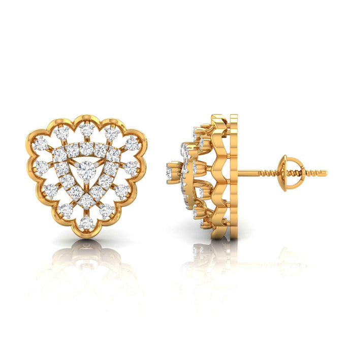 round diamond stud earrings in yellow gold