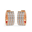 multi row pave diamond hoop earrings in rose gold