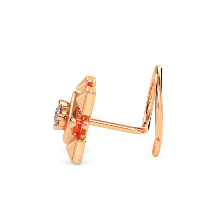 0.02Ct Pyramid Style Round Lab-Grown Diamond Gold Wire Coil Back Stud Nosepins