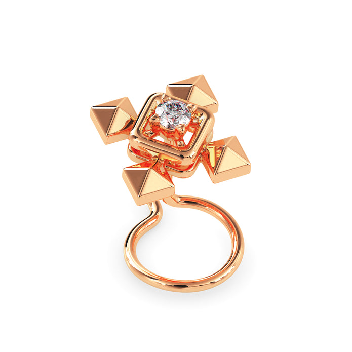 0.02Ct Pyramid Style Round Lab-Grown Diamond Gold Wire Coil Back Stud Nosepins
