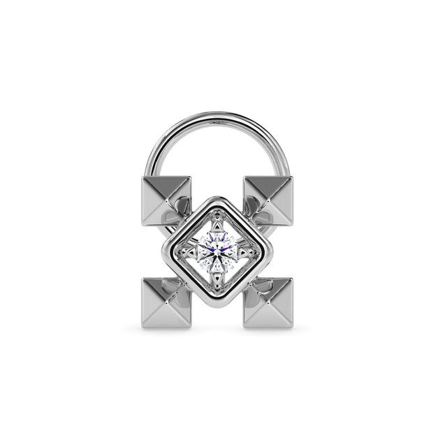 0.02Ct Pyramid Style Round Lab-Grown Diamond Gold Wire Coil Back Stud Nosepins