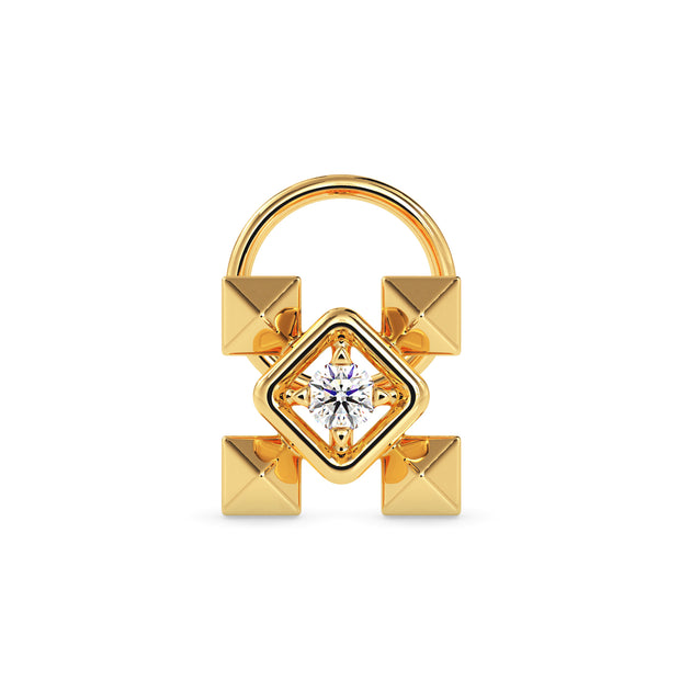 0.02Ct Pyramid Style Round Lab-Grown Diamond Gold Wire Coil Back Stud Nosepins