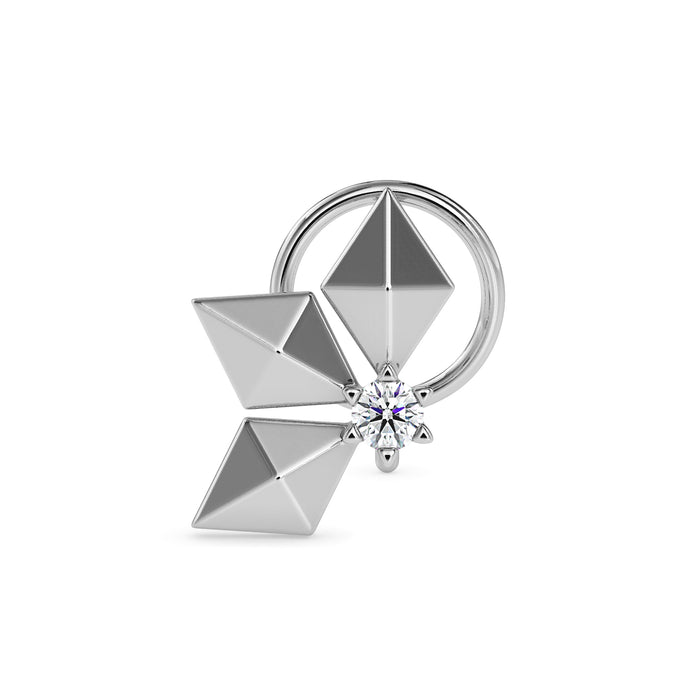 0.02Ct Three Pyramid Round Lab-Grown Diamond Gold Wire Coil Back Stud Nosepins