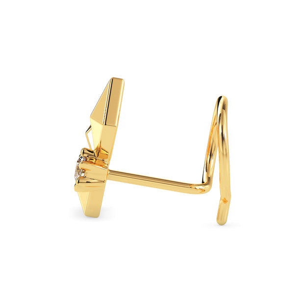 0.02Ct Three Pyramid Round Lab-Grown Diamond Gold Wire Coil Back Stud Nosepins