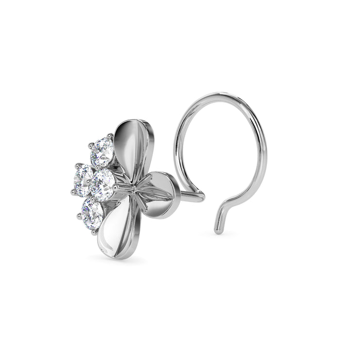0.06Ct Flower Shape Round Lab-Grown Diamond Gold Wire Coil Back Stud Nosepins