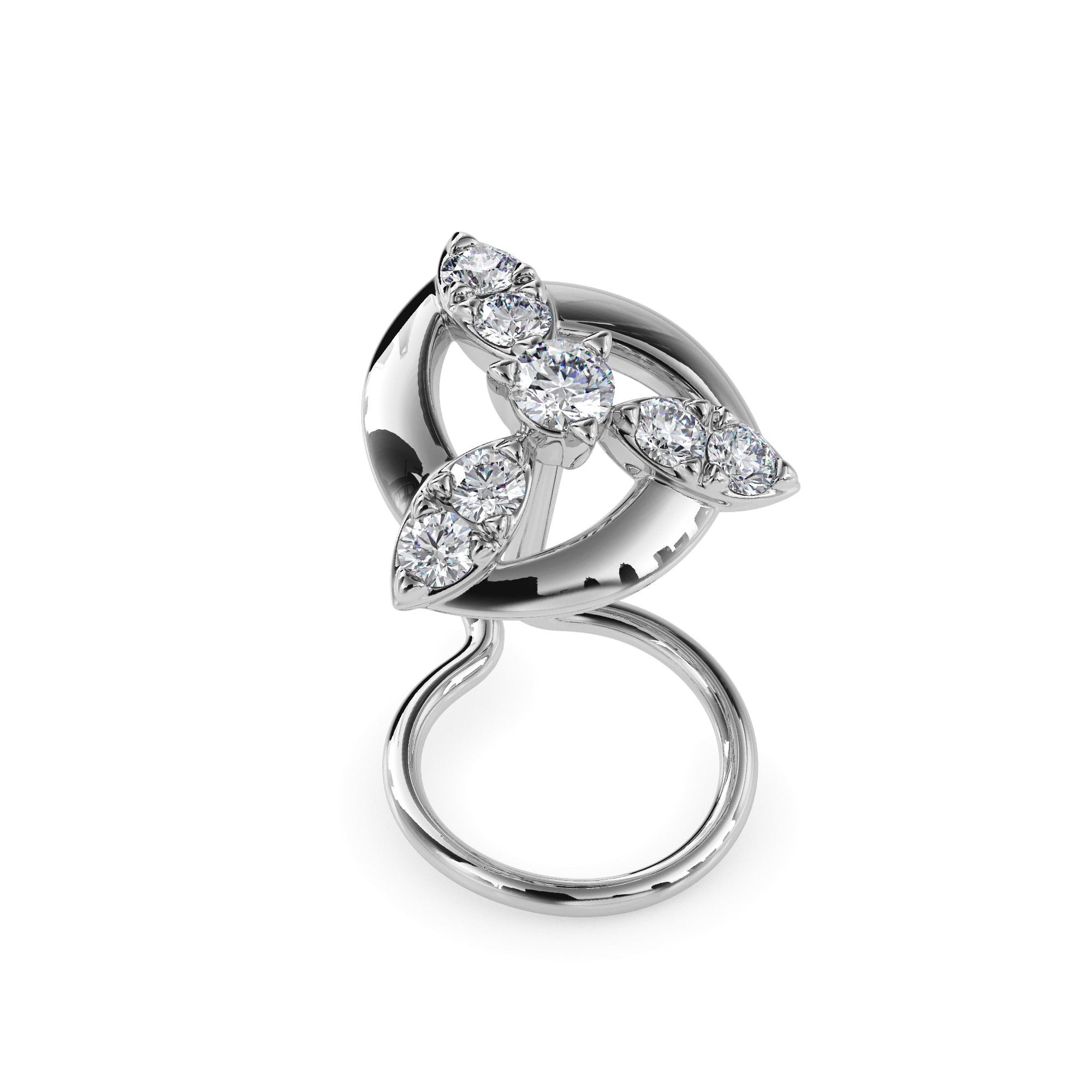 0.05Ct Floral Cluster Lab-Grown Diamond Gold Wire Coil Back Stud Nosepins