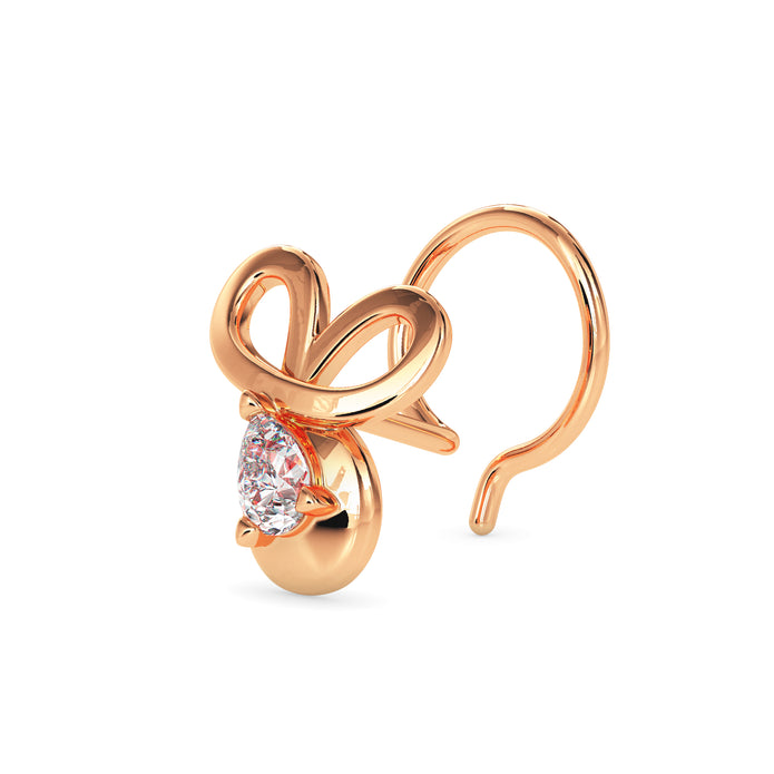 0.06Ct Pear Prong Lab-Grown Diamond Gold Wire Coil Back Stud Nosepins