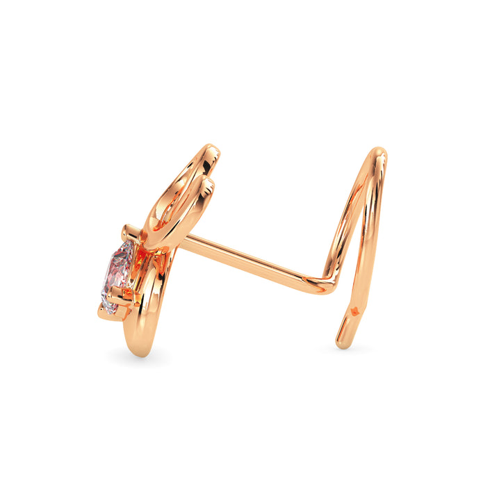 0.06Ct Pear Prong Lab-Grown Diamond Gold Wire Coil Back Stud Nosepins