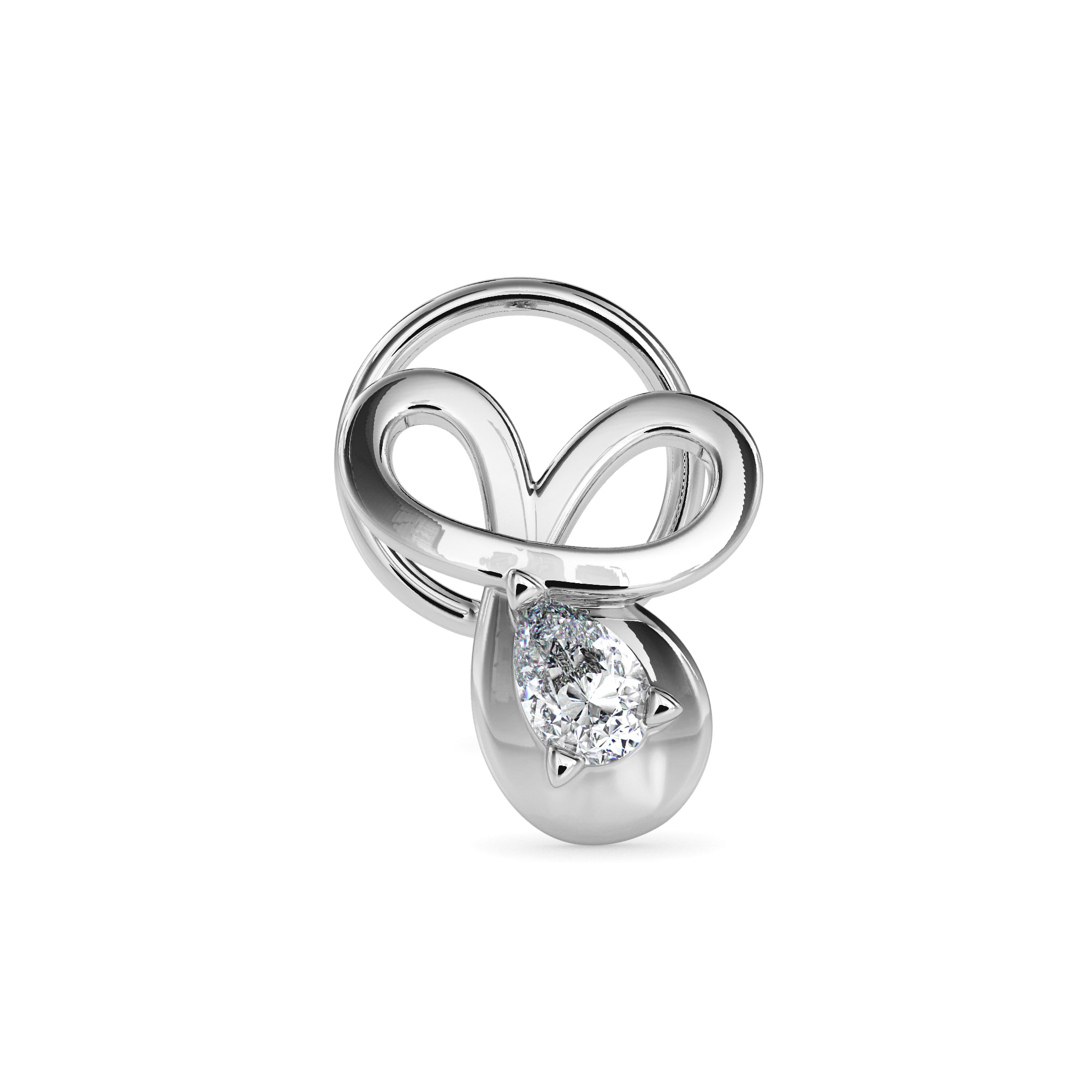 0.06Ct Pear Prong Lab-Grown Diamond Gold Wire Coil Back Stud Nosepins