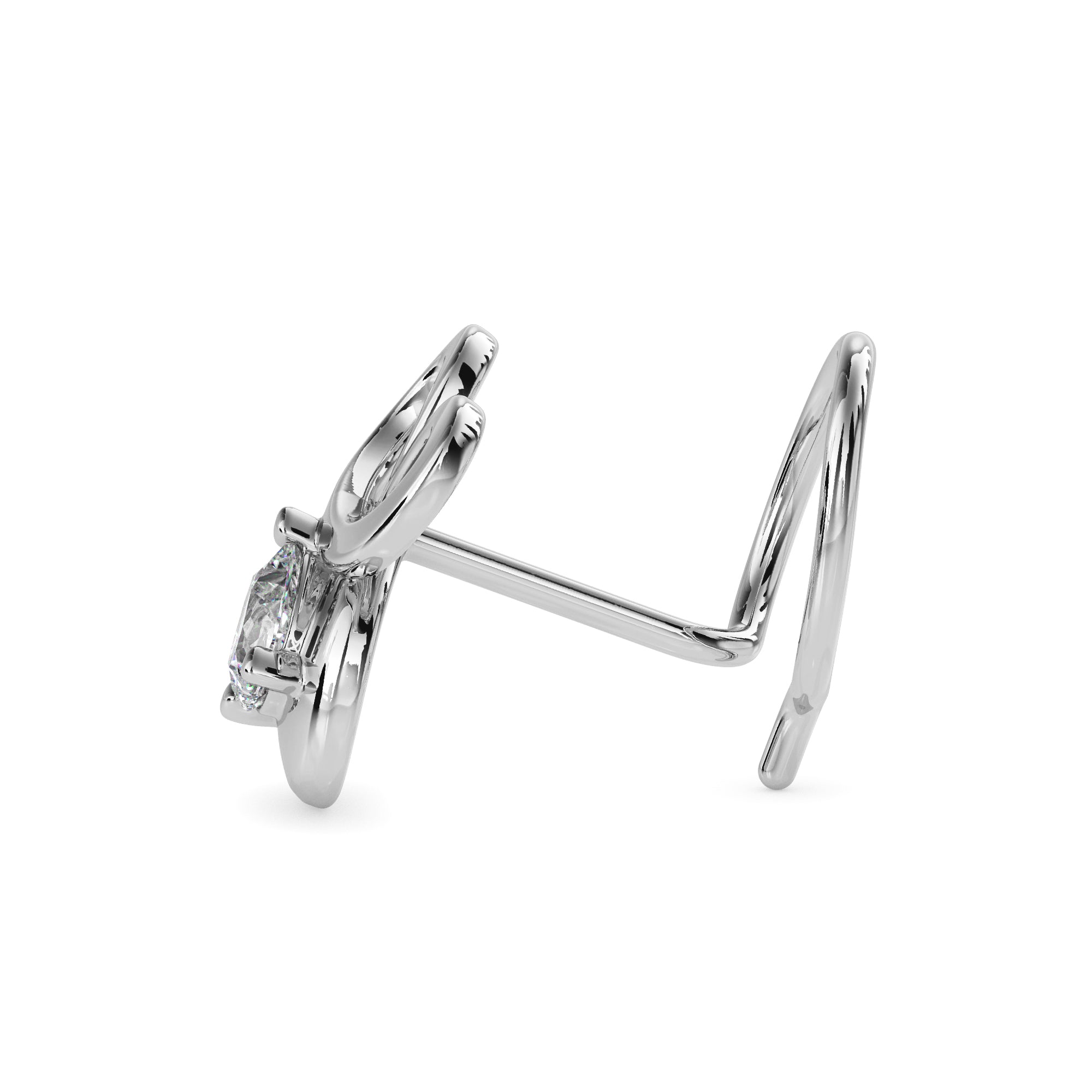0.06Ct Pear Prong Lab-Grown Diamond Gold Wire Coil Back Stud Nosepins