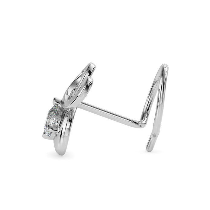 0.06Ct Pear Prong Lab-Grown Diamond Gold Wire Coil Back Stud Nosepins