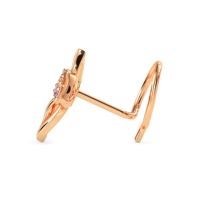 0.02Ct Butterfly Shape Round Lab-Grown Diamond Gold Wire Back Stud Nosepins