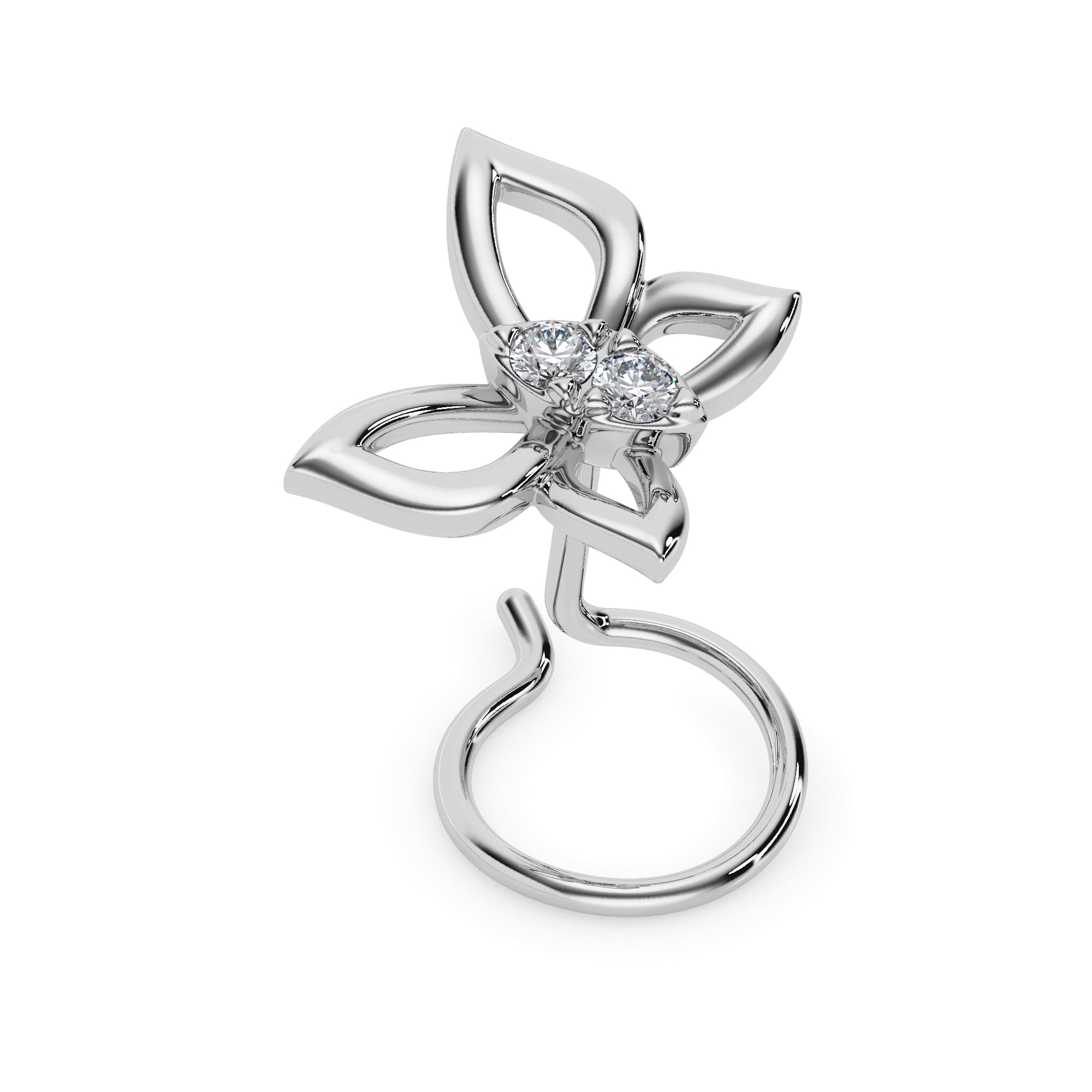 0.02Ct Butterfly Shape Round Lab-Grown Diamond Gold Wire Back Stud Nosepins