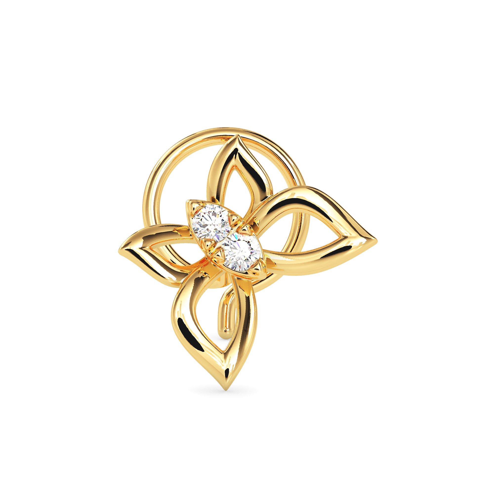 0.02Ct Butterfly Shape Round Lab-Grown Diamond Gold Wire Back Stud Nosepins