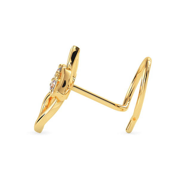 0.02Ct Butterfly Shape Round Lab-Grown Diamond Gold Wire Back Stud Nosepins