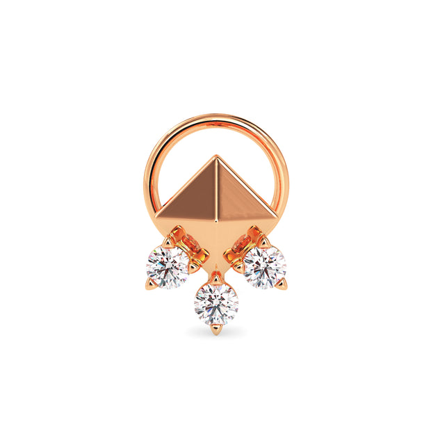 0.06Ct Pyramid Style Round Lab-Grown Diamond Gold Wire Back Stud Nosepins