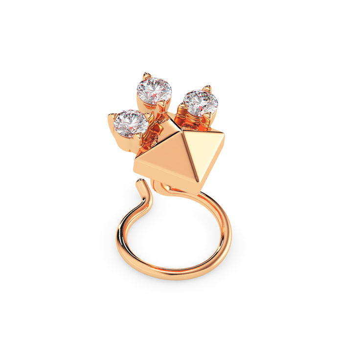 0.06Ct Pyramid Style Round Lab-Grown Diamond Gold Wire Back Stud Nosepins