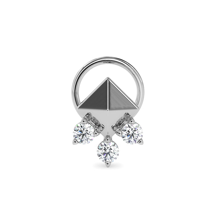 0.06Ct Pyramid Style Round Lab-Grown Diamond Gold Wire Back Stud Nosepins