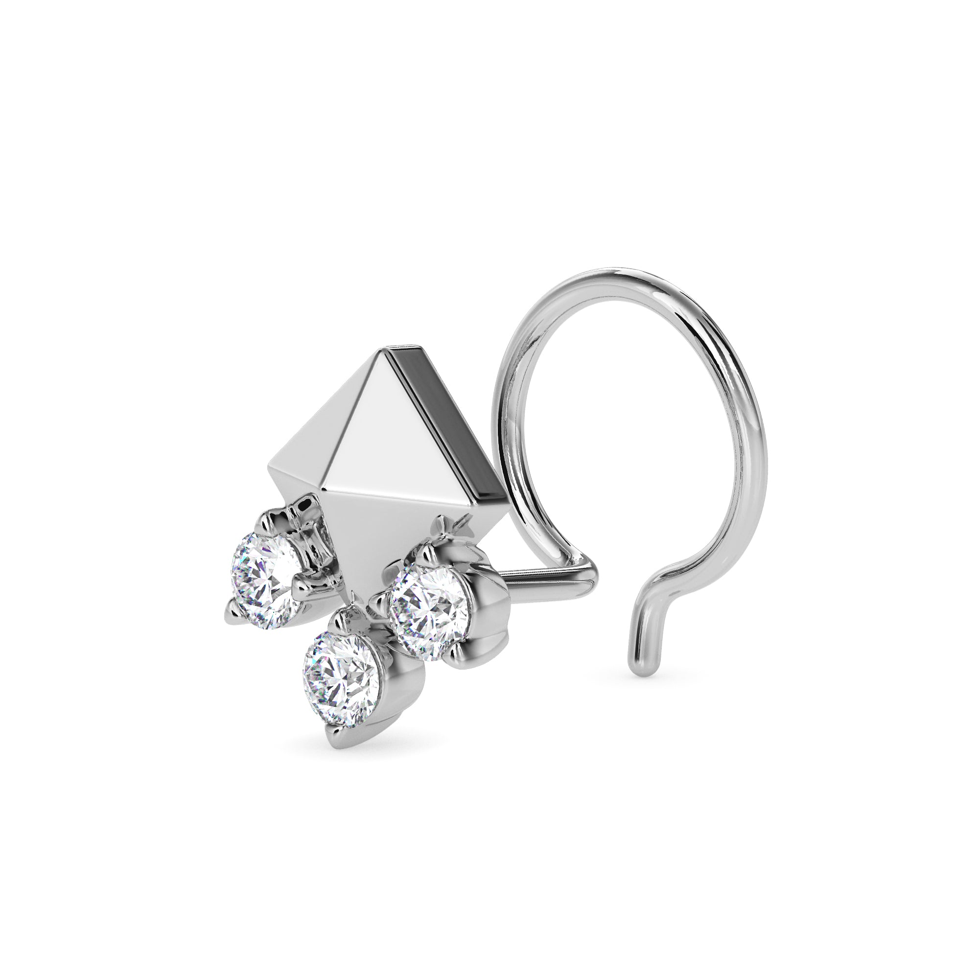 0.06Ct Pyramid Style Round Lab-Grown Diamond Gold Wire Back Stud Nosepins