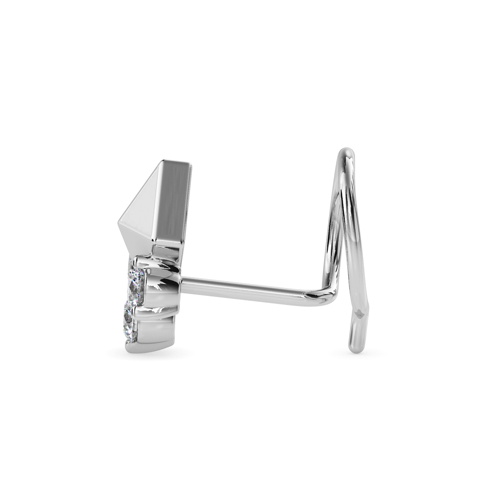 0.06Ct Pyramid Style Round Lab-Grown Diamond Gold Wire Back Stud Nosepins