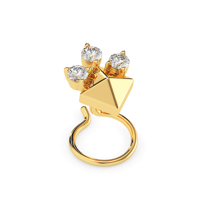 0.06Ct Pyramid Style Round Lab-Grown Diamond Gold Wire Back Stud Nosepins