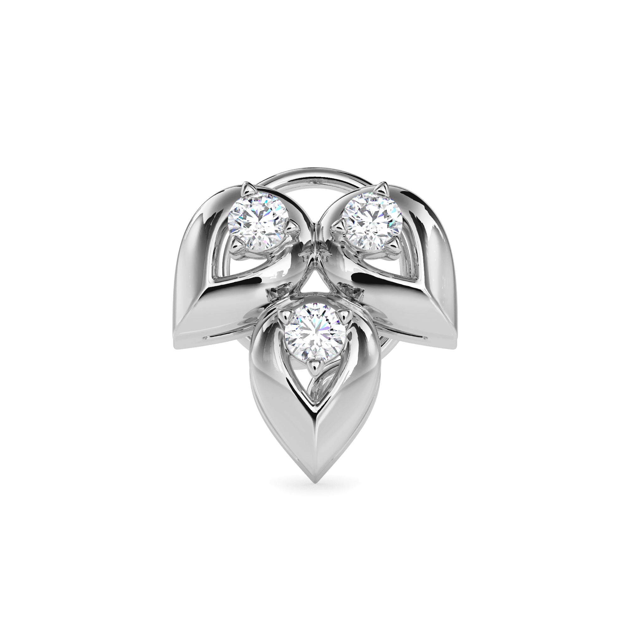 0.05Ct Leaf Drop Style Lab-Grown Diamond Gold Wire Back Stud Nosepins