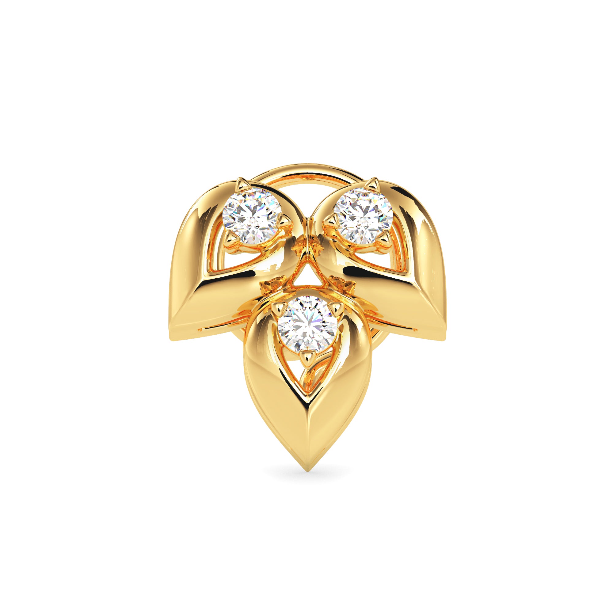 0.05Ct Leaf Drop Style Lab-Grown Diamond Gold Wire Back Stud Nosepins