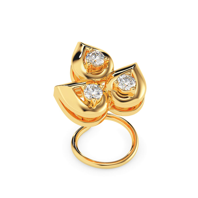 0.05Ct Leaf Drop Style Lab-Grown Diamond Gold Wire Back Stud Nosepins