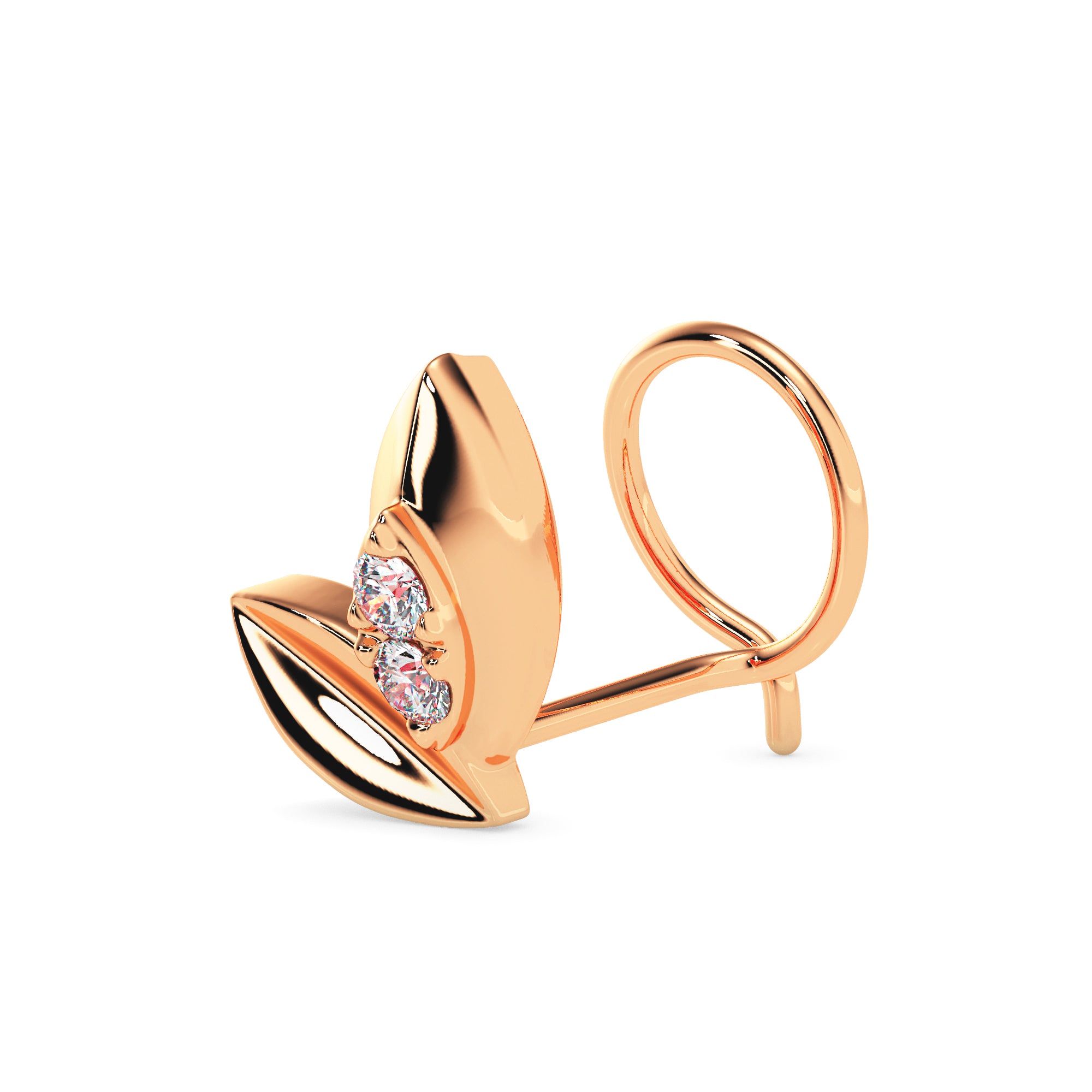 0.02Ct Round Two Stone Lab-Grown Diamond Gold Wire Back Stud Nosepins