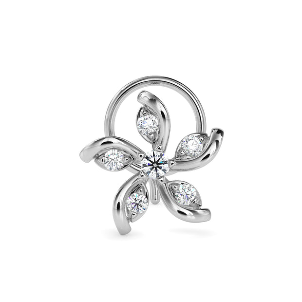 0.05Ct Floral Swirl Style Lab-Grown Diamond Gold Wire Back Stud Nosepins