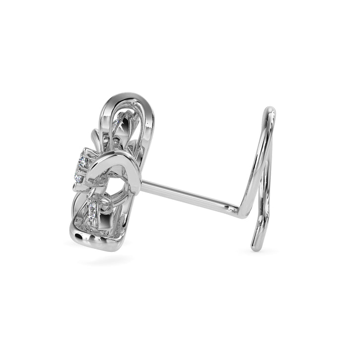 0.05Ct Floral Swirl Style Lab-Grown Diamond Gold Wire Back Stud Nosepins