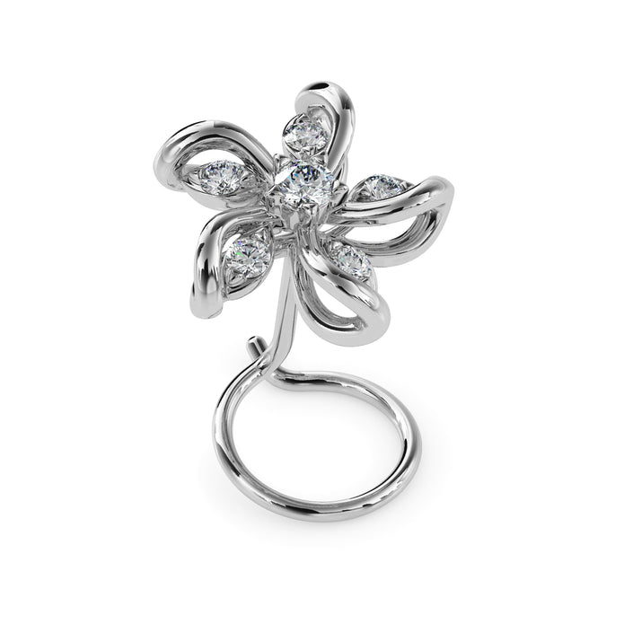 0.05Ct Floral Swirl Style Lab-Grown Diamond Gold Wire Back Stud Nosepins