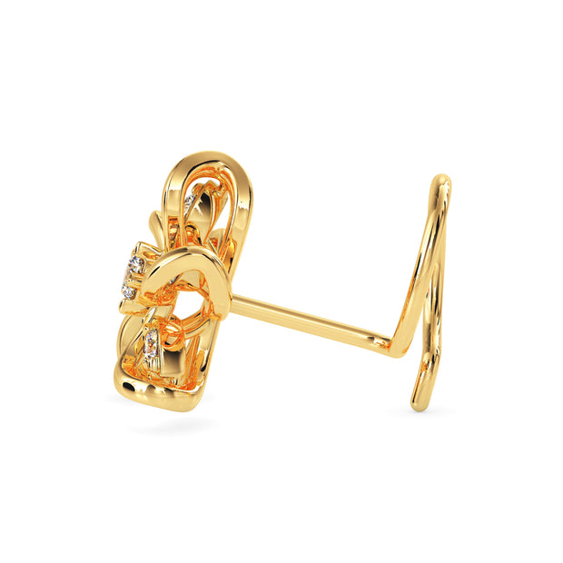 0.05Ct Floral Swirl Style Lab-Grown Diamond Gold Wire Back Stud Nosepins