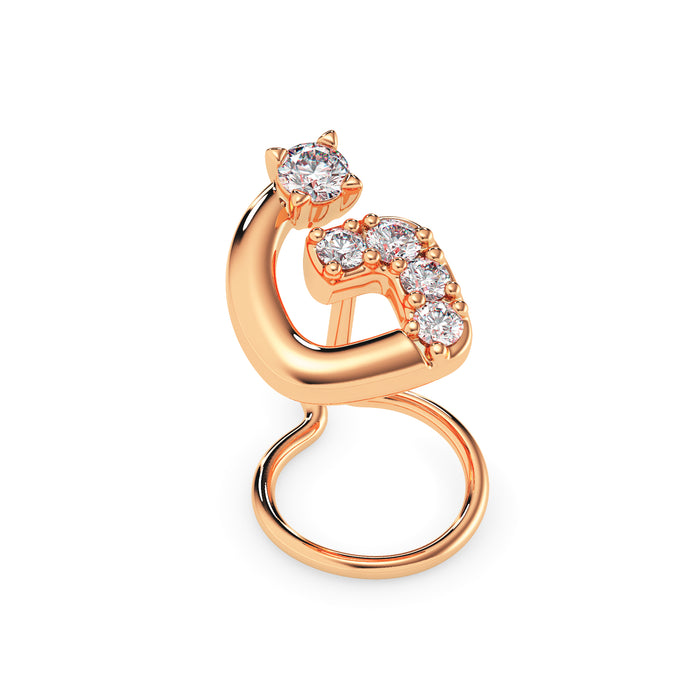 0.05Ct Round Triangle Shape Prong Lab-Grown Diamond Gold Wire Back Stud Nosepins