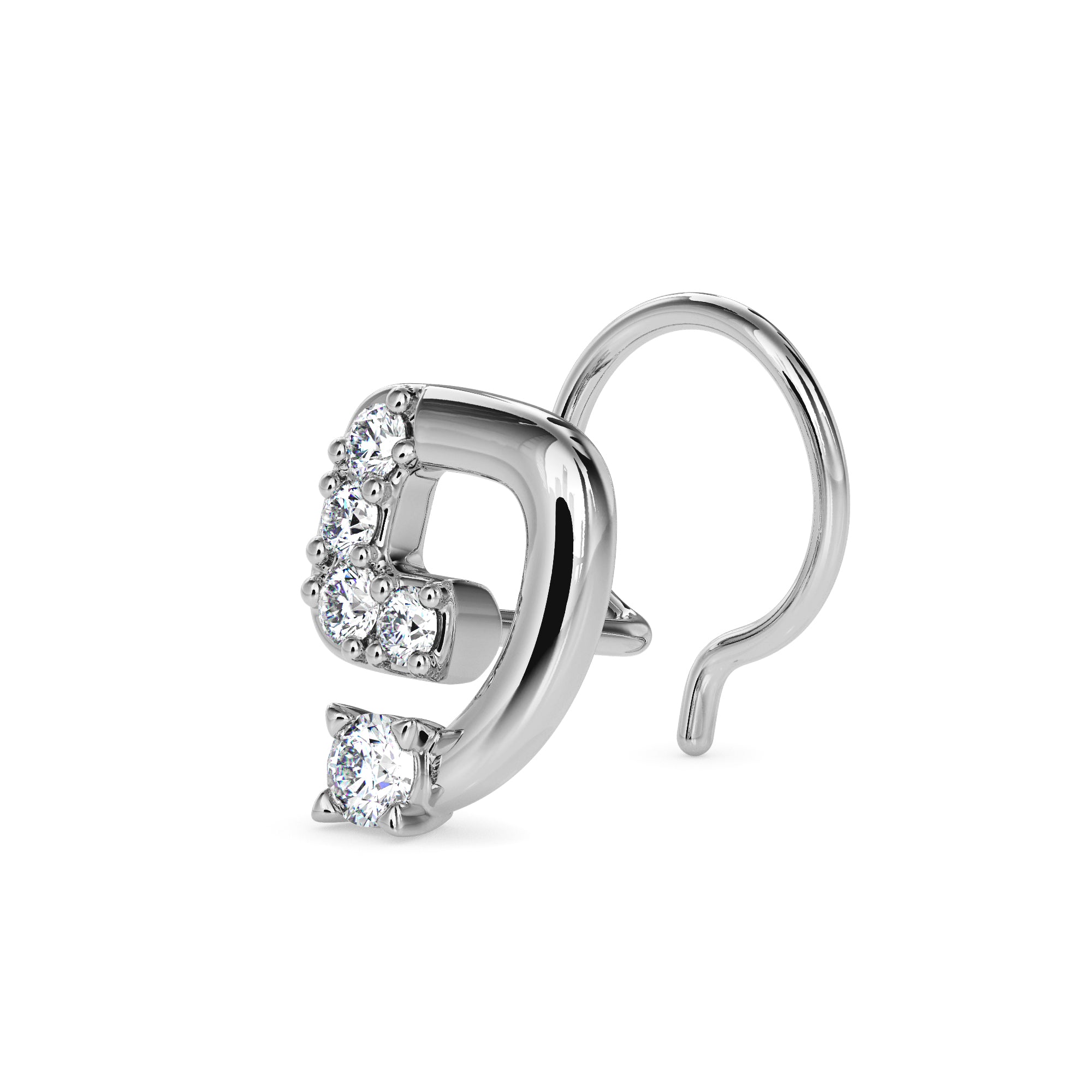 0.05Ct Round Triangle Shape Prong Lab-Grown Diamond Gold Wire Back Stud Nosepins
