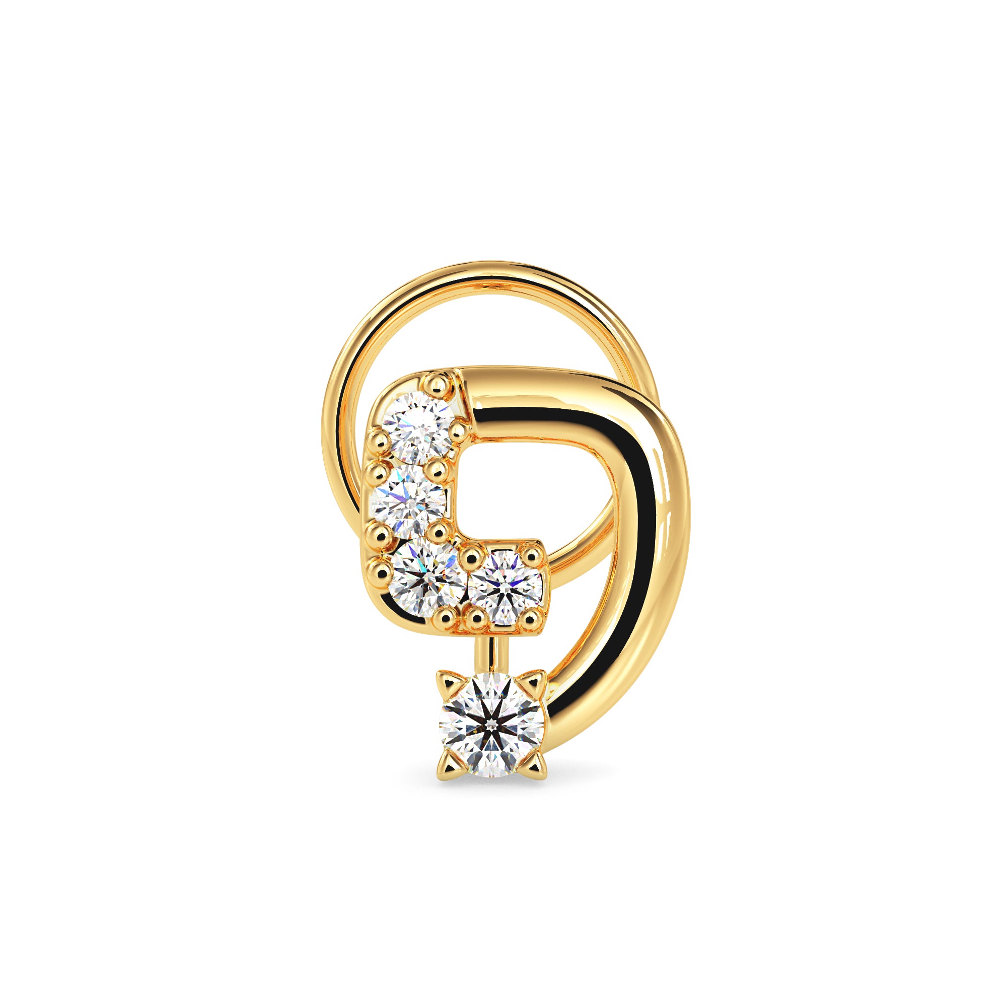 0.05Ct Round Triangle Shape Prong Lab-Grown Diamond Gold Wire Back Stud Nosepins
