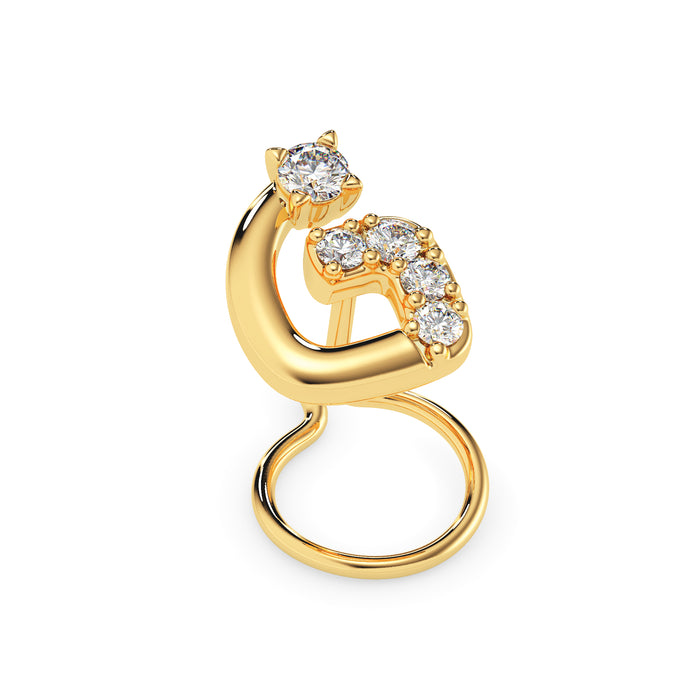 0.05Ct Round Triangle Shape Prong Lab-Grown Diamond Gold Wire Back Stud Nosepins