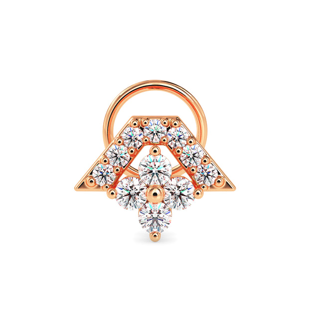 0.12Ct Triangle Halo Floral Cluster Lab-Grown Diamond Gold Wire Back Stud Nosepins