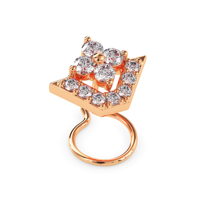 0.12Ct Triangle Halo Floral Cluster Lab-Grown Diamond Gold Wire Back Stud Nosepins