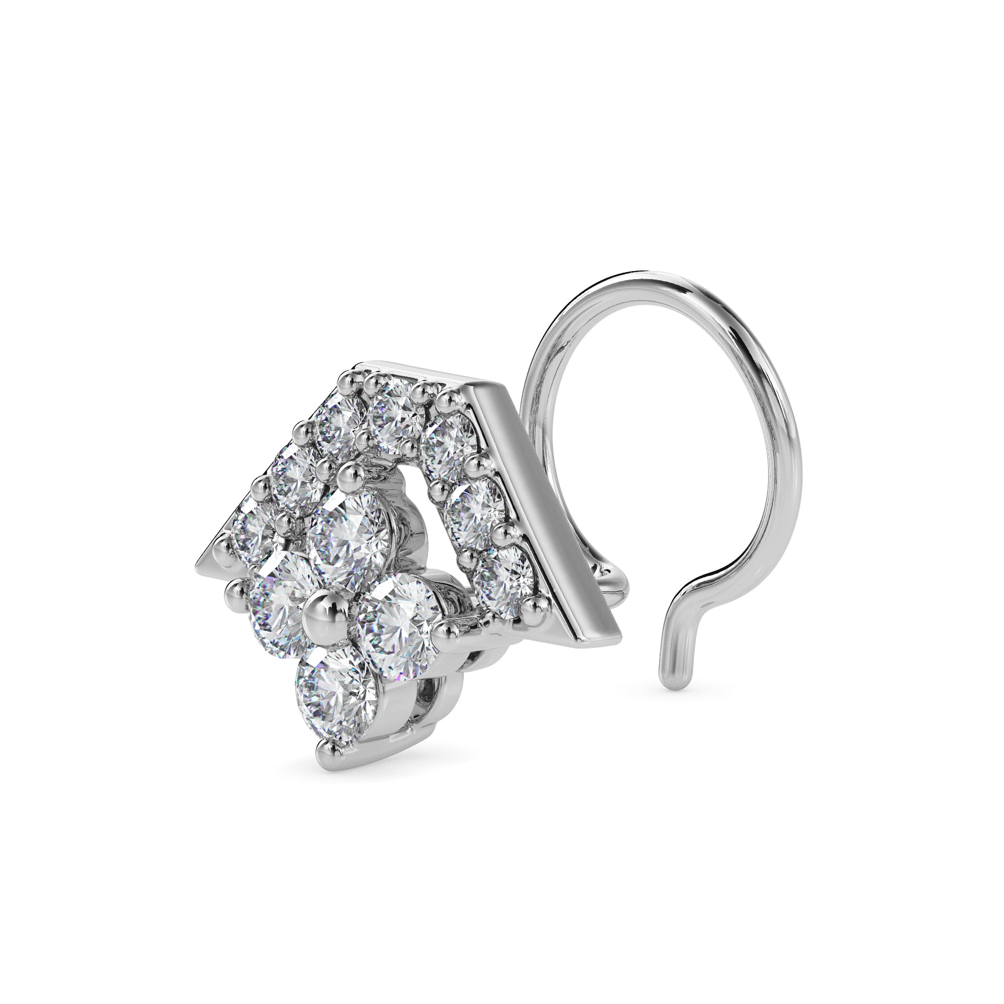 0.12Ct Triangle Halo Floral Cluster Lab-Grown Diamond Gold Wire Back Stud Nosepins