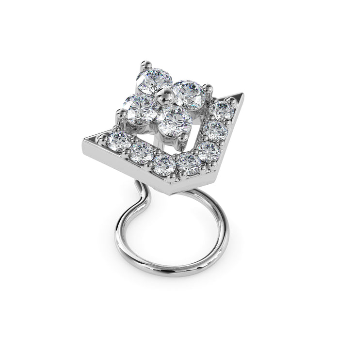 0.12Ct Triangle Halo Floral Cluster Lab-Grown Diamond Gold Wire Back Stud Nosepins